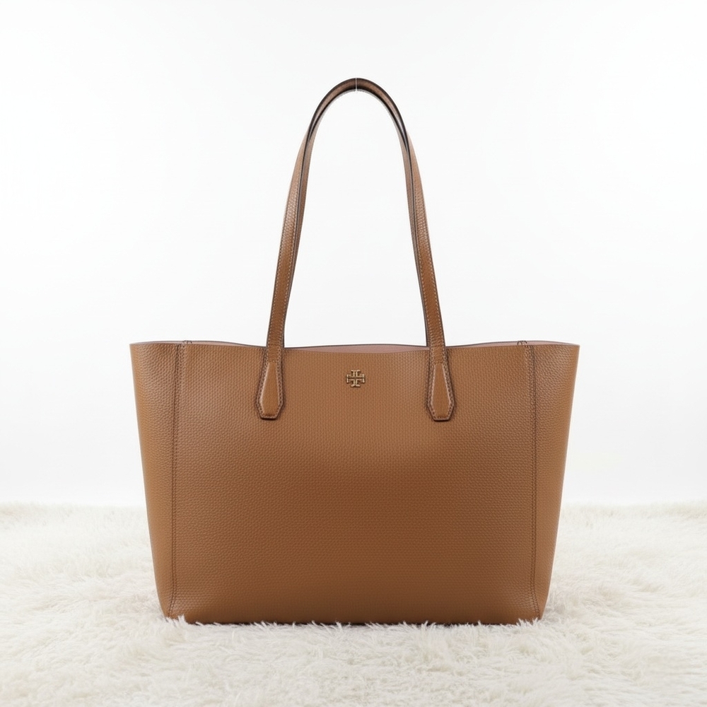 Tory Burch Cognac Pebbled Leather Tote